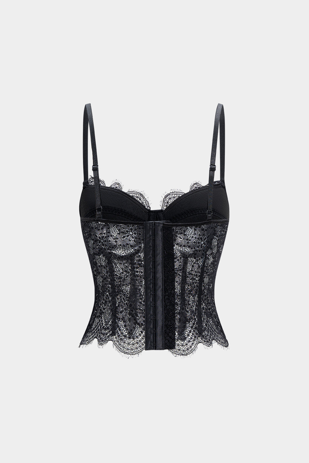 Underwire Lace Trim Mesh Corset Cami Top
