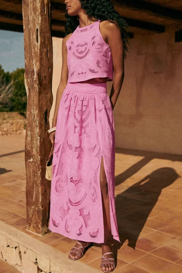 Santorini Embroidered Two-Piece Set