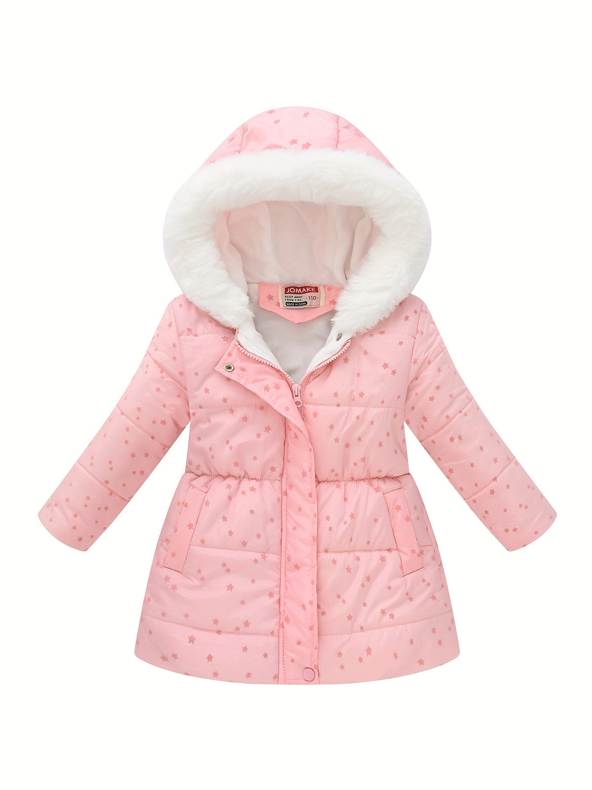 The new children's coat for autumn and winter features fashionable prints for girls. It is a long, waist-cinching, heart-shaped flocked fabric coat for children, full of childlike fun and still fashionable! The touch is delicate and Light Beige-friendly,