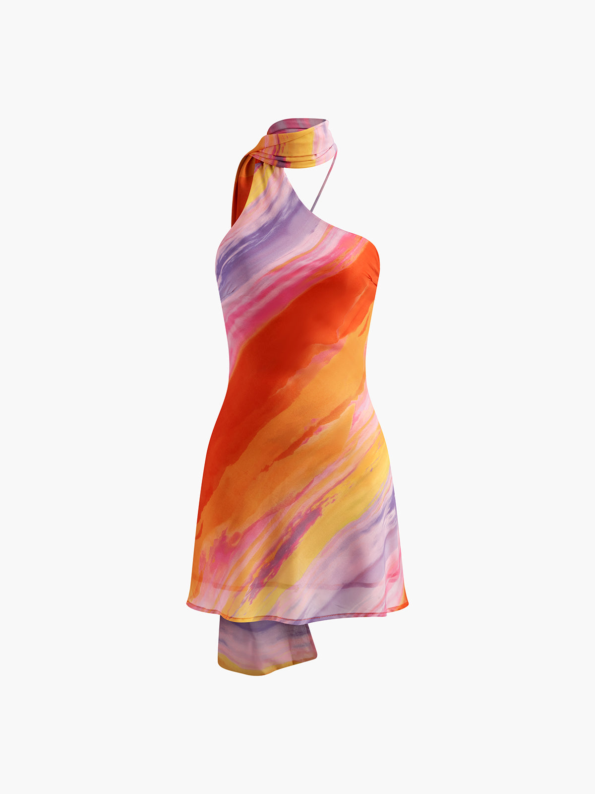 Sunset Swirl Halter Mini Dress