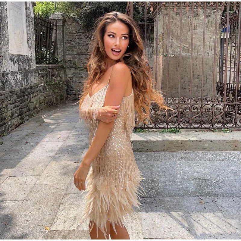 Matilda Feather Mini Dress