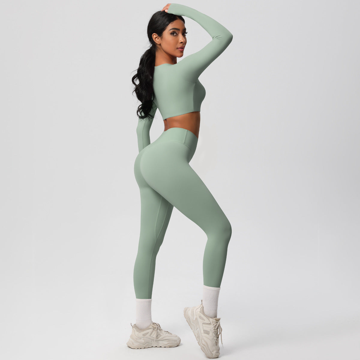 Long Sleeve Crop Top & High-Waisted Set