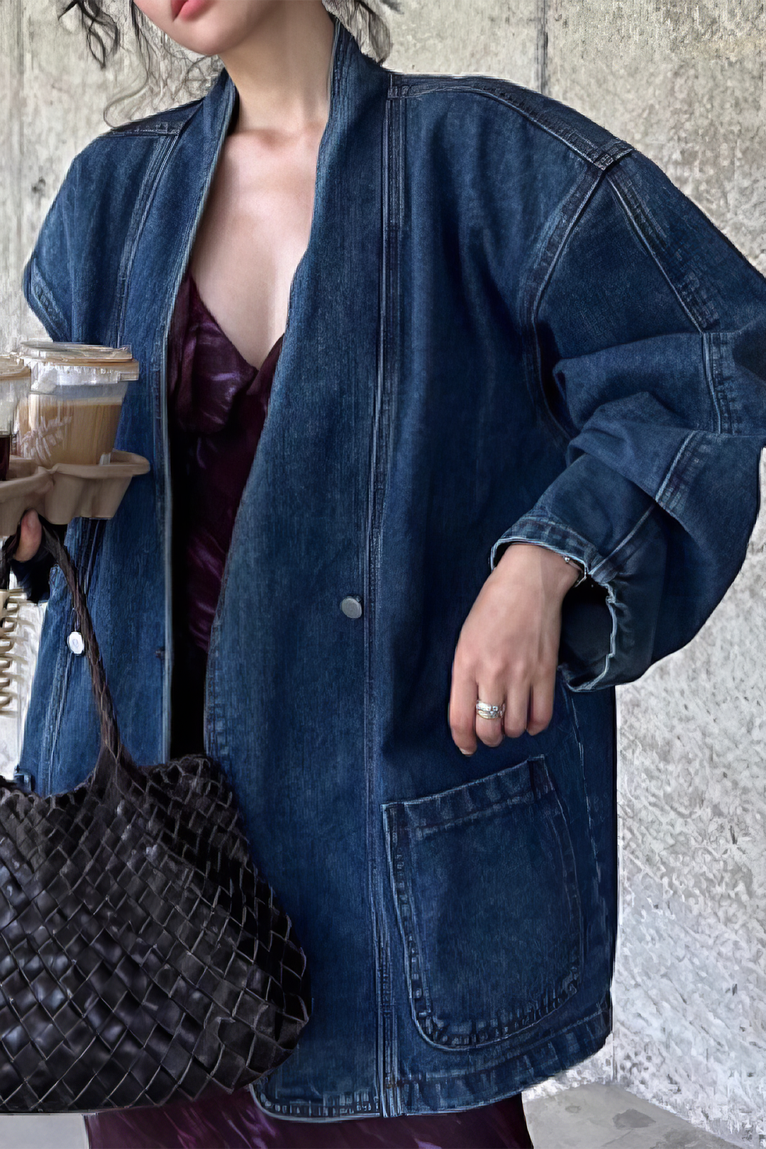 Denim Button Pocket Long Sleeve Outerwear