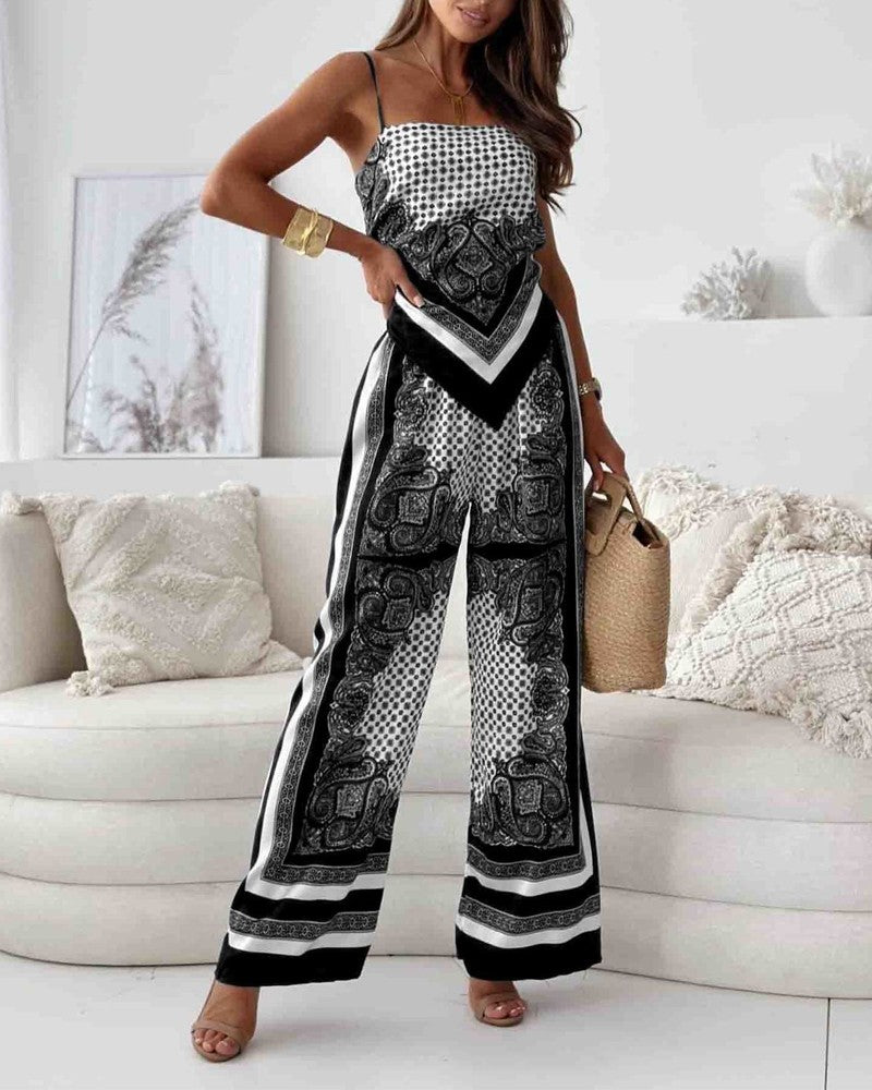 Printed Vest & Pants Two Piece Set
