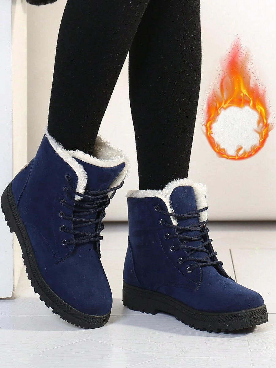 Women's Lightweight Snow Boots, Size 35-44, Short Boots, Warm & Anti-Slip Round Toe, Plus Size, Lightweight, High-Top, Flat Heel, Casual Mid-Aged Boots