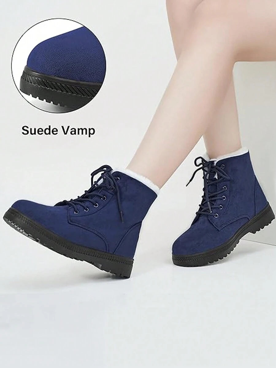 Women's Lightweight Snow Boots, Size 35-44, Short Boots, Warm & Anti-Slip Round Toe, Plus Size, Lightweight, High-Top, Flat Heel, Casual Mid-Aged Boots