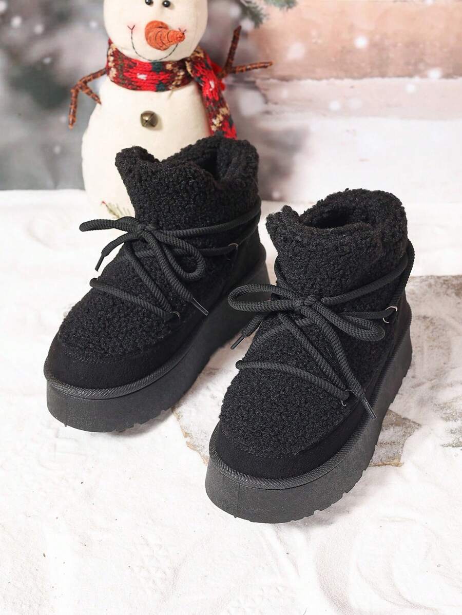 Thick Sole Heighten Warm Snow Boots For Women, New 2024 Design Thick Velvet Lining, Fashionable & Versatile Women Snow Boots