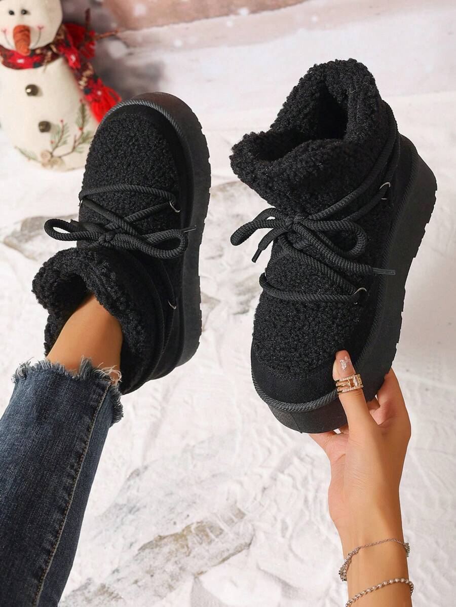 Thick Sole Heighten Warm Snow Boots For Women, New 2024 Design Thick Velvet Lining, Fashionable & Versatile Women Snow Boots