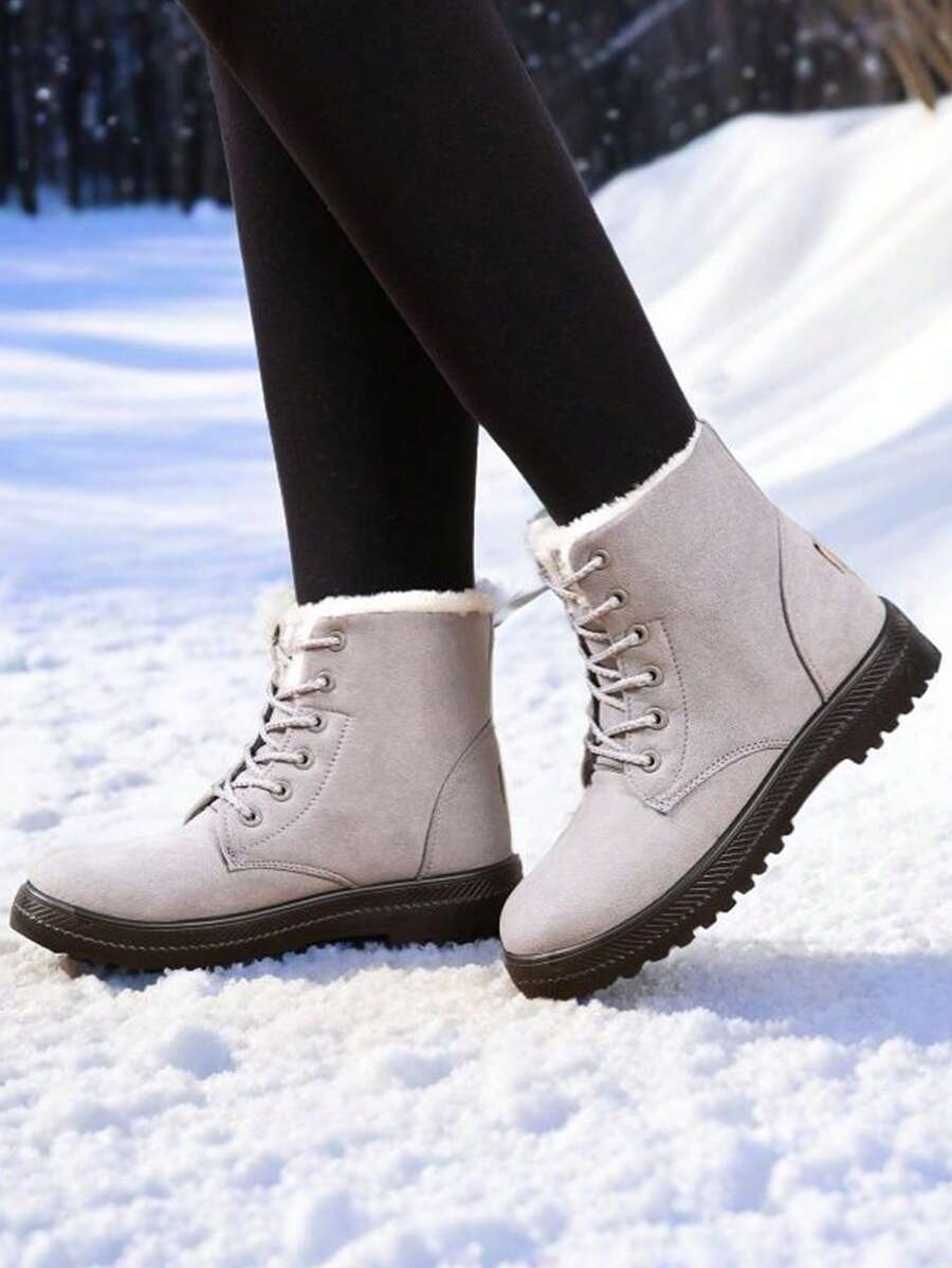 Women's Lightweight Snow Boots, Size 35-44, Short Boots, Warm & Anti-Slip Round Toe, Plus Size, Lightweight, High-Top, Flat Heel, Casual Mid-Aged Boots
