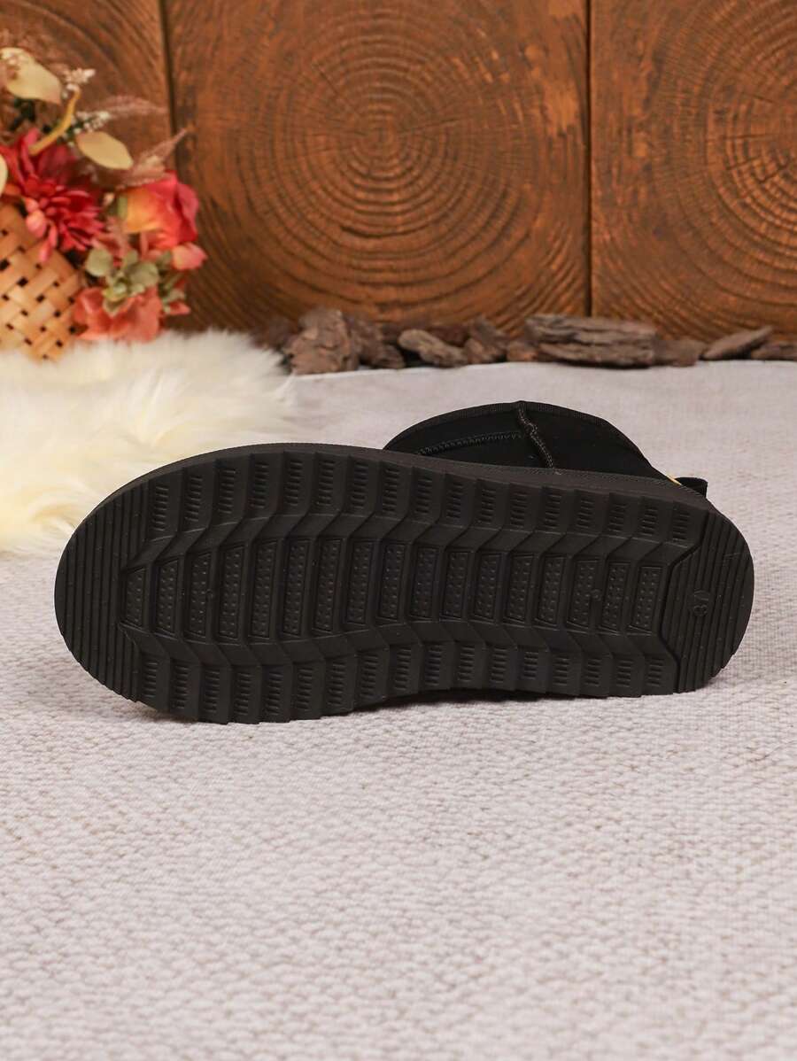 1 Pair Women's Solid Color Casual Fleece Lined Outdoor Warm Snow Boots, Home & Winter,Fur Boots