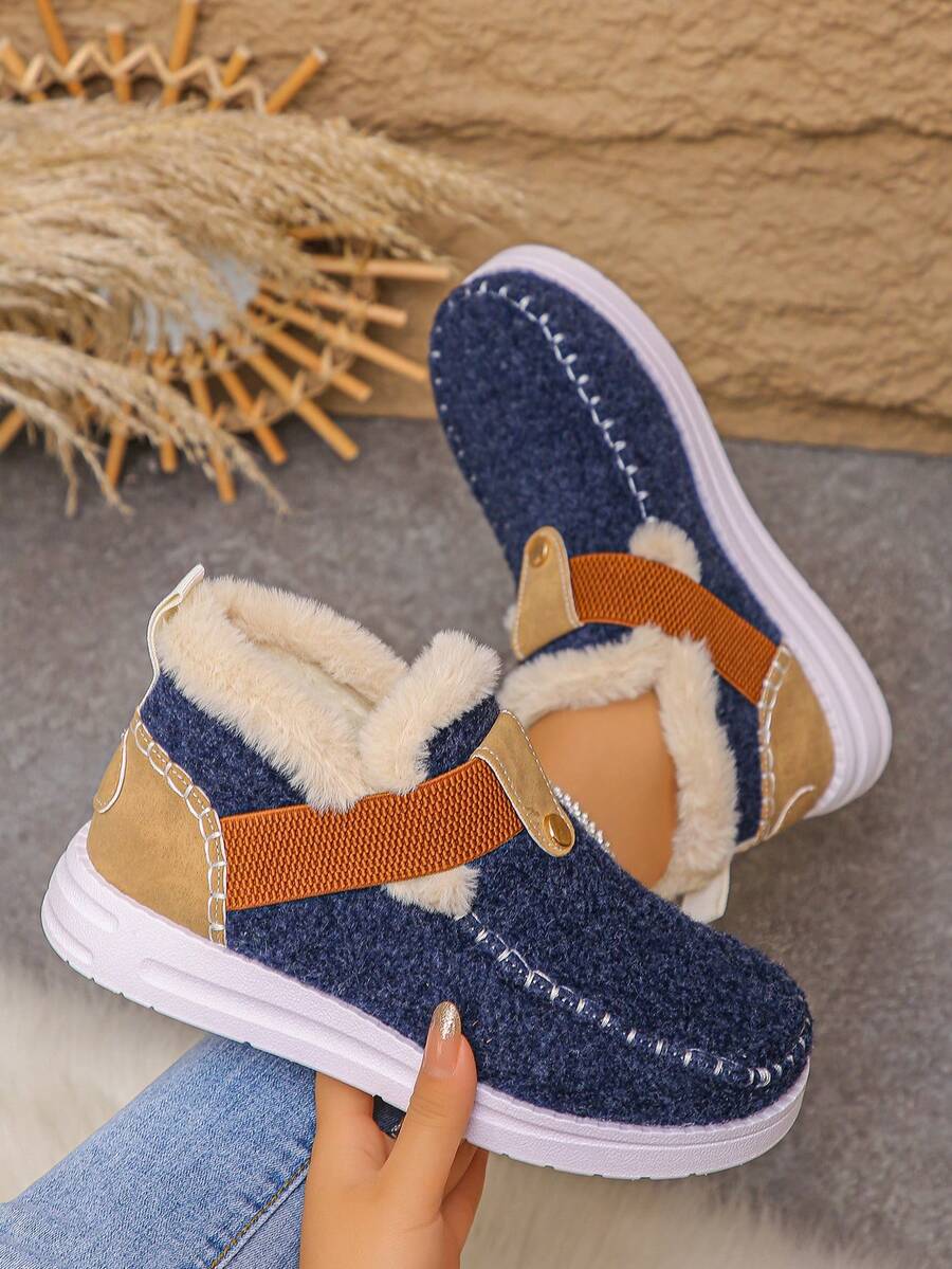 Women's Comfortable Plush Slip-On Flat Short Boots, Winter,Fur Boots