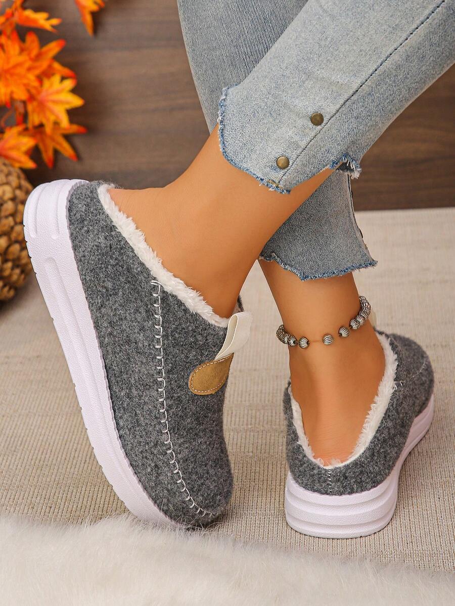 Women's Comfortable Plush Slip-On Flat Short Boots, Winter,Fur Boots