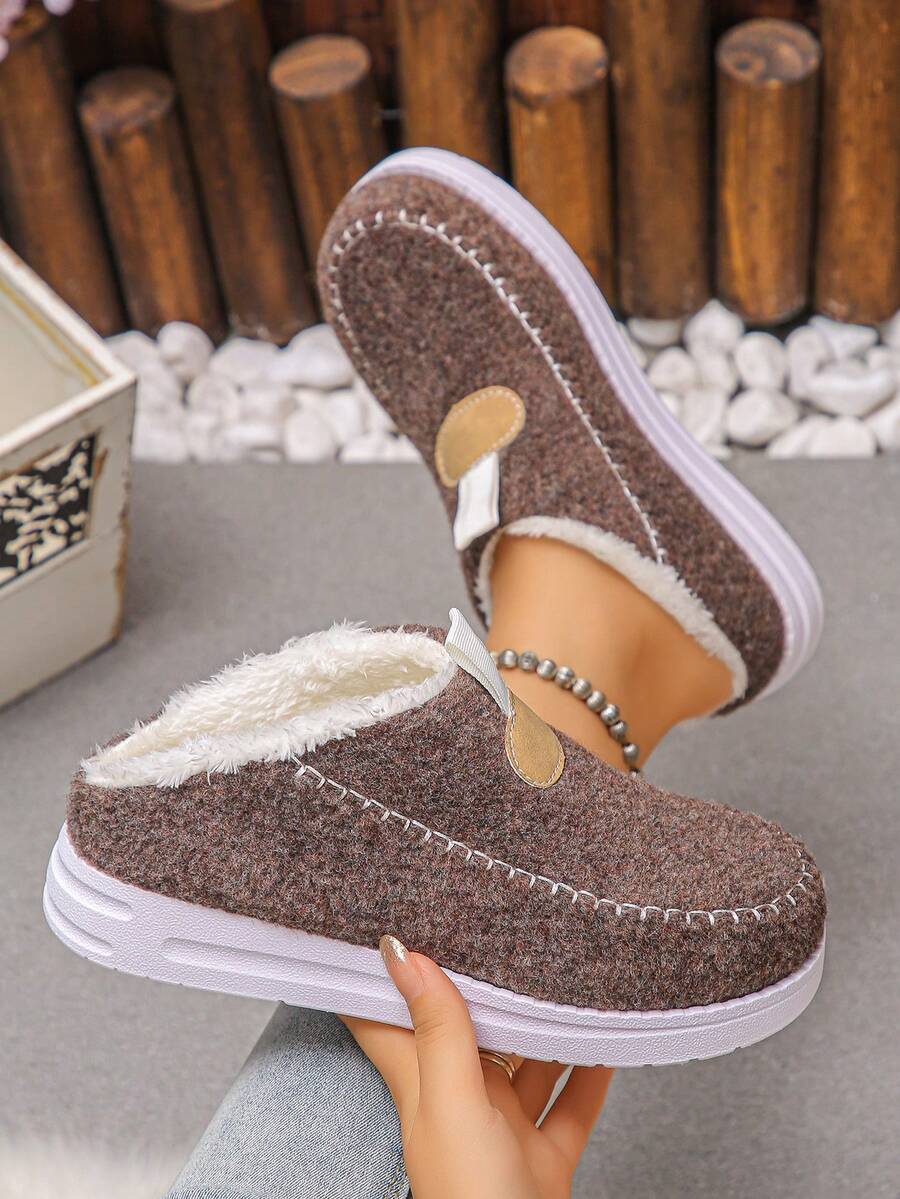 Women's Comfortable Plush Slip-On Flat Short Boots, Winter,Fur Boots