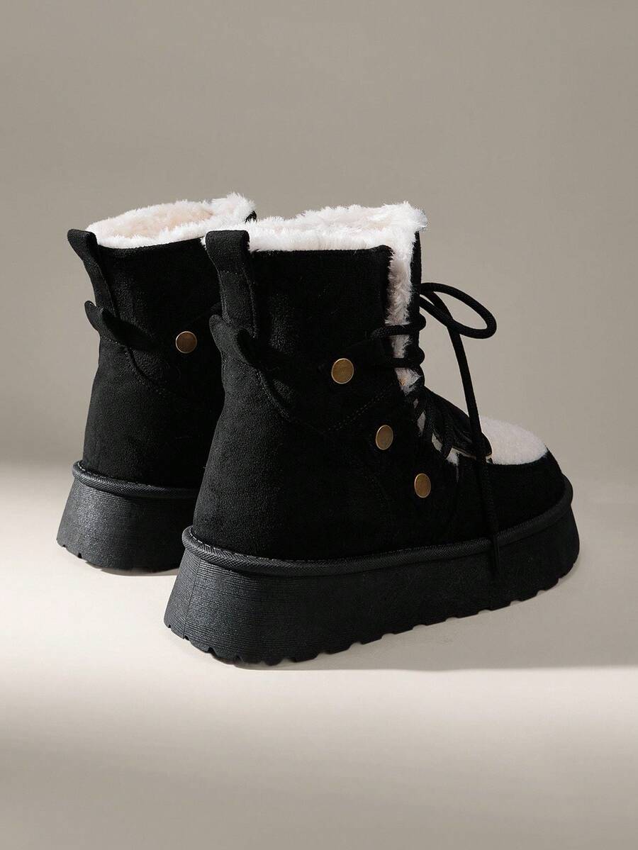 CUCCOO EASI Women's Thick Sole Warm Round Toe Low-Top Snow Boots, Autumn/Winter