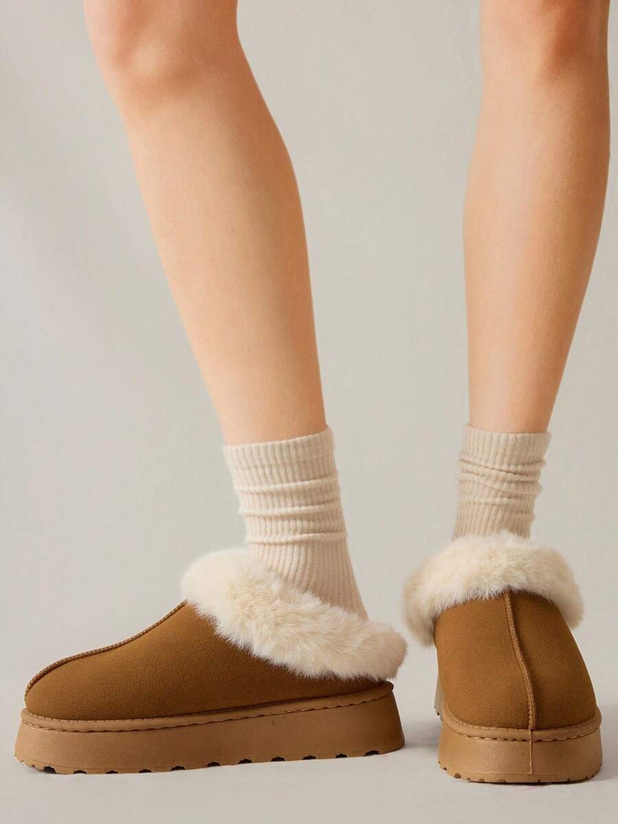 CUCCOO EASI Women's Thick Sole Warm Round Toe Low-Top Snow Boots, Autumn/Winter