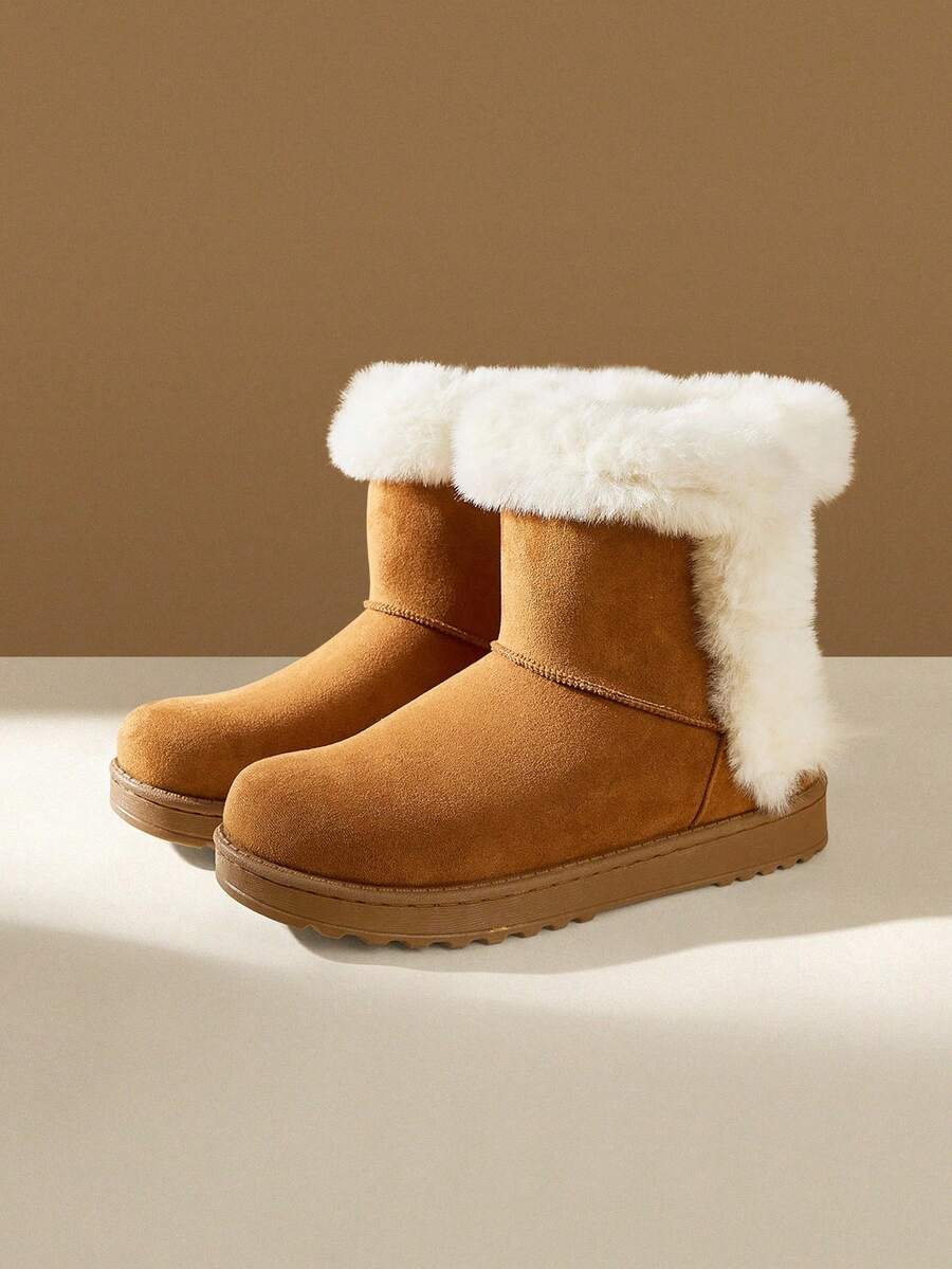 CUCCOO EASI Women's Thick Sole Warm Round Toe Low-Top Snow Boots, Autumn/Winter