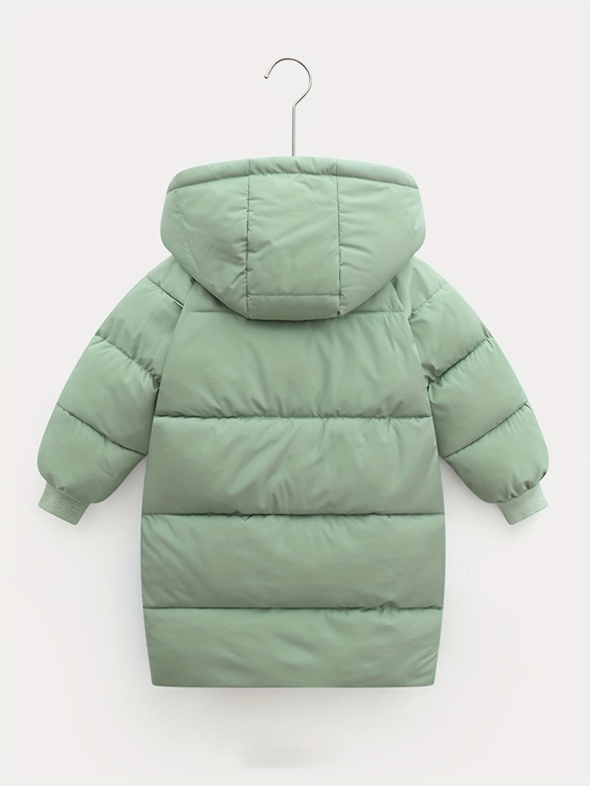 Hooded Jacket Medium Length Warm Zip Up Coat Winter