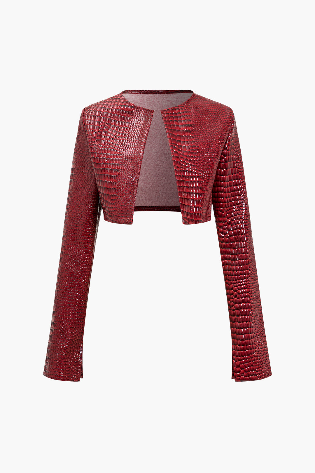 Croc Embossed Cropped Jacket
