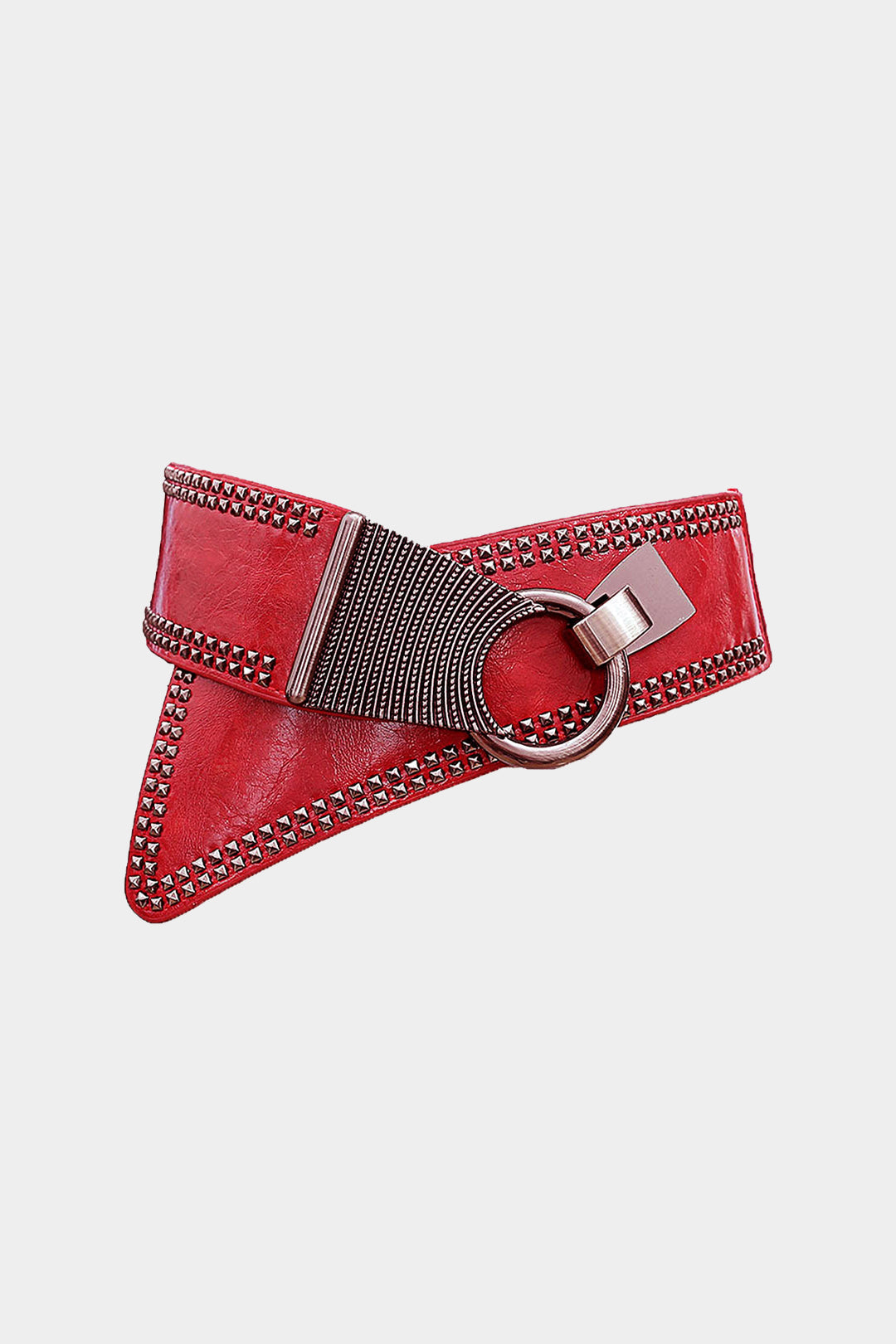 Faux Leather Rivet Wide Corset