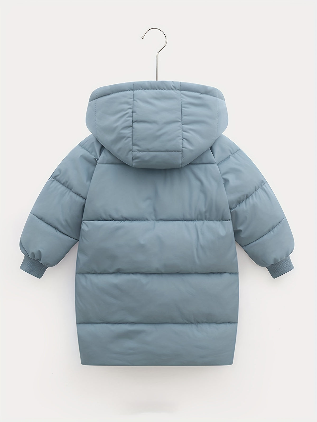 Hooded Jacket Medium Length Warm Zip Up Coat Winter