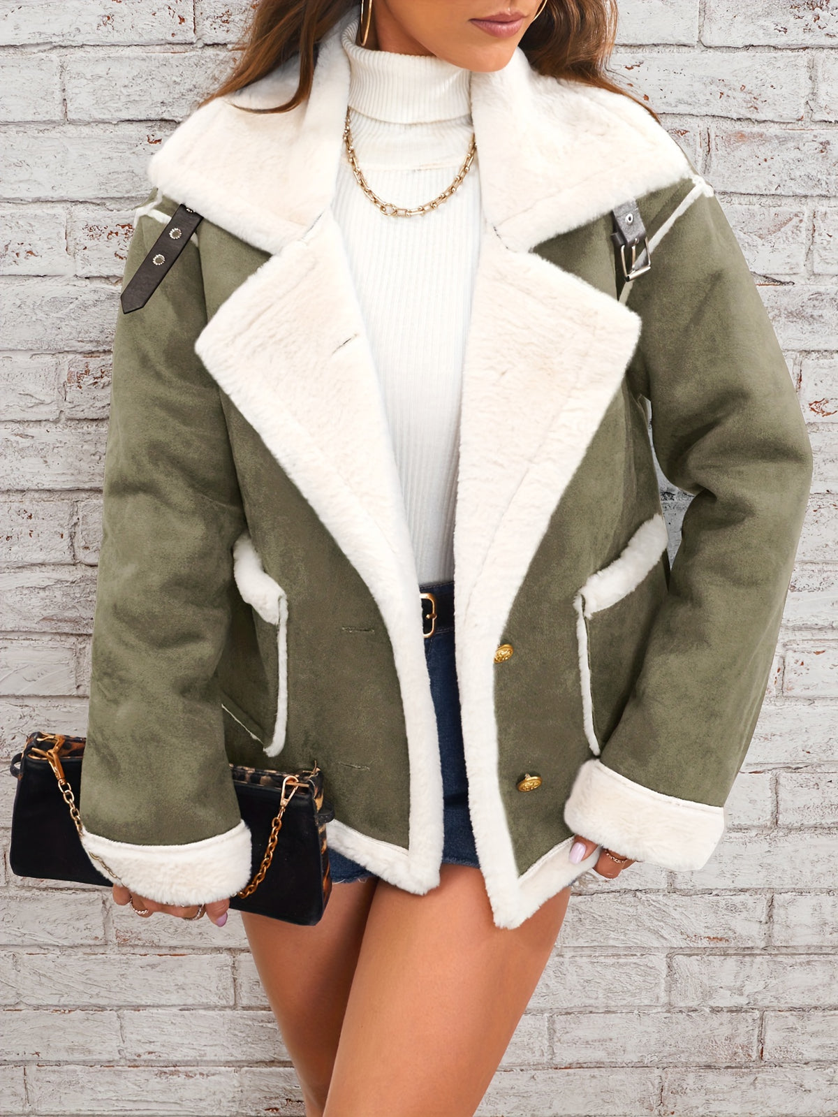 Lapel Plush Jacket, Winter Warm Casual Outwear