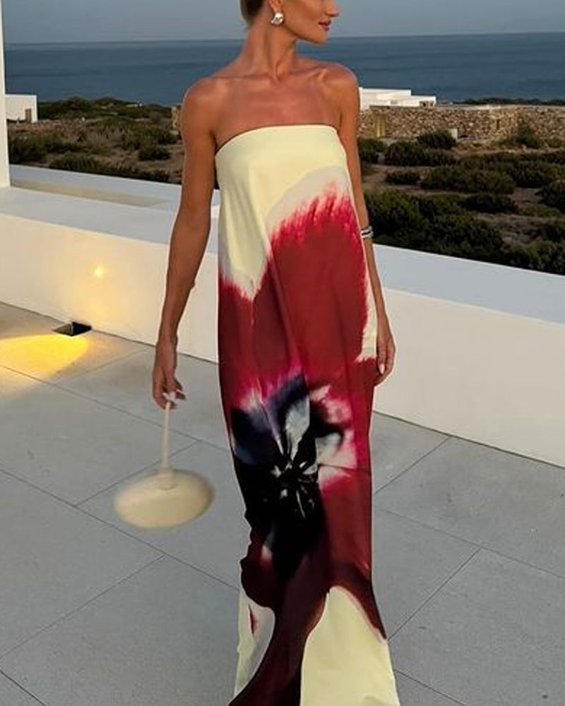 Print Design Sense Backless Dress