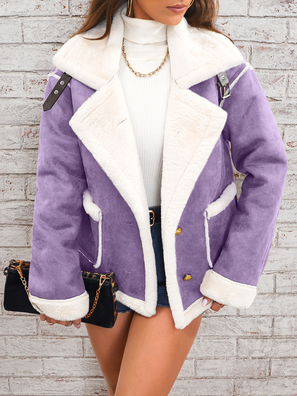 Lapel Plush Jacket, Winter Warm Casual Outwear