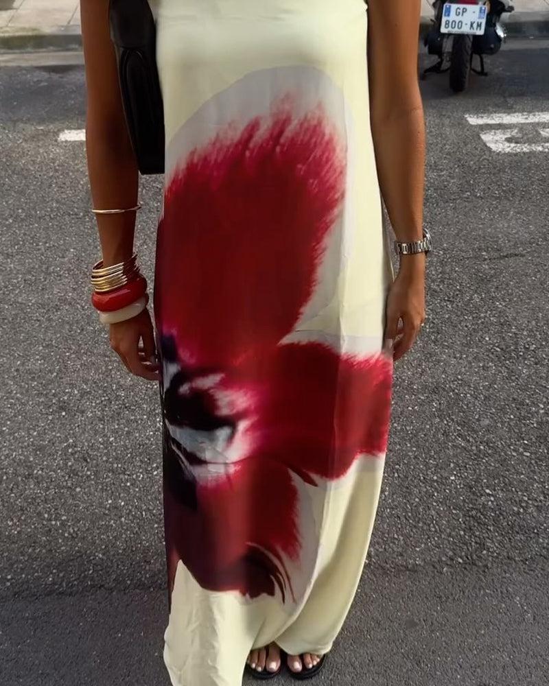 Sunset Bloom Strapless Maxi Dress
