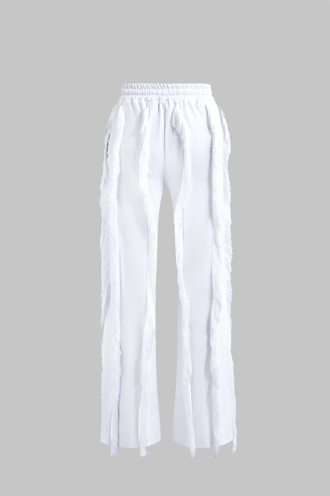 Bustier Slip Bodysuit And Fringe Tie Front Wide Leg Trousers Set