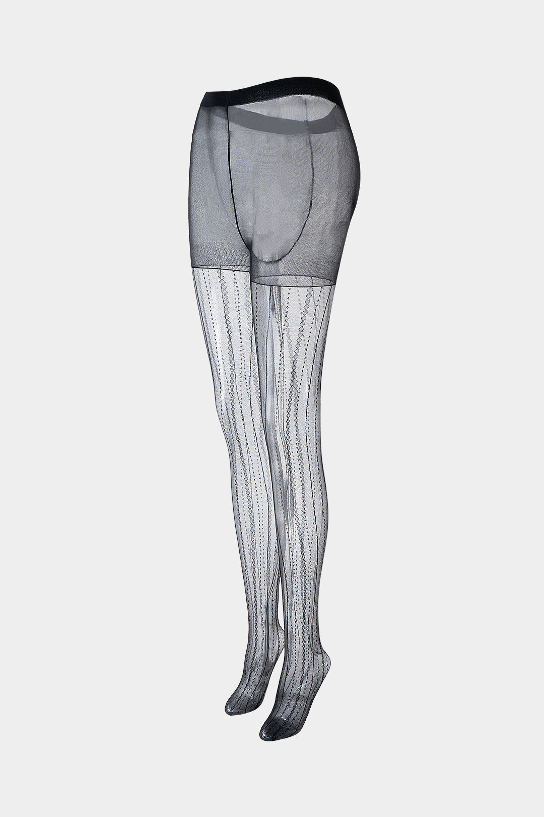 Mesh Diamond Pattern Vertical Stripes Sock