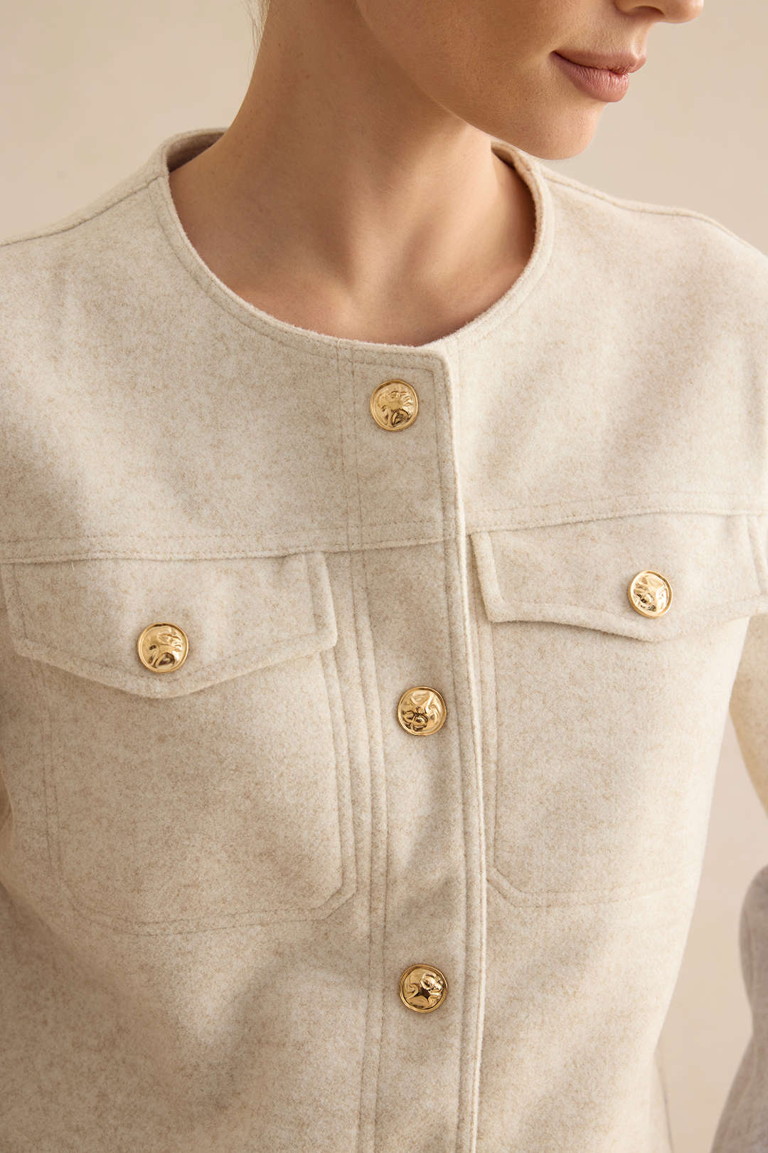 Button And Pocket Metallic Jacket