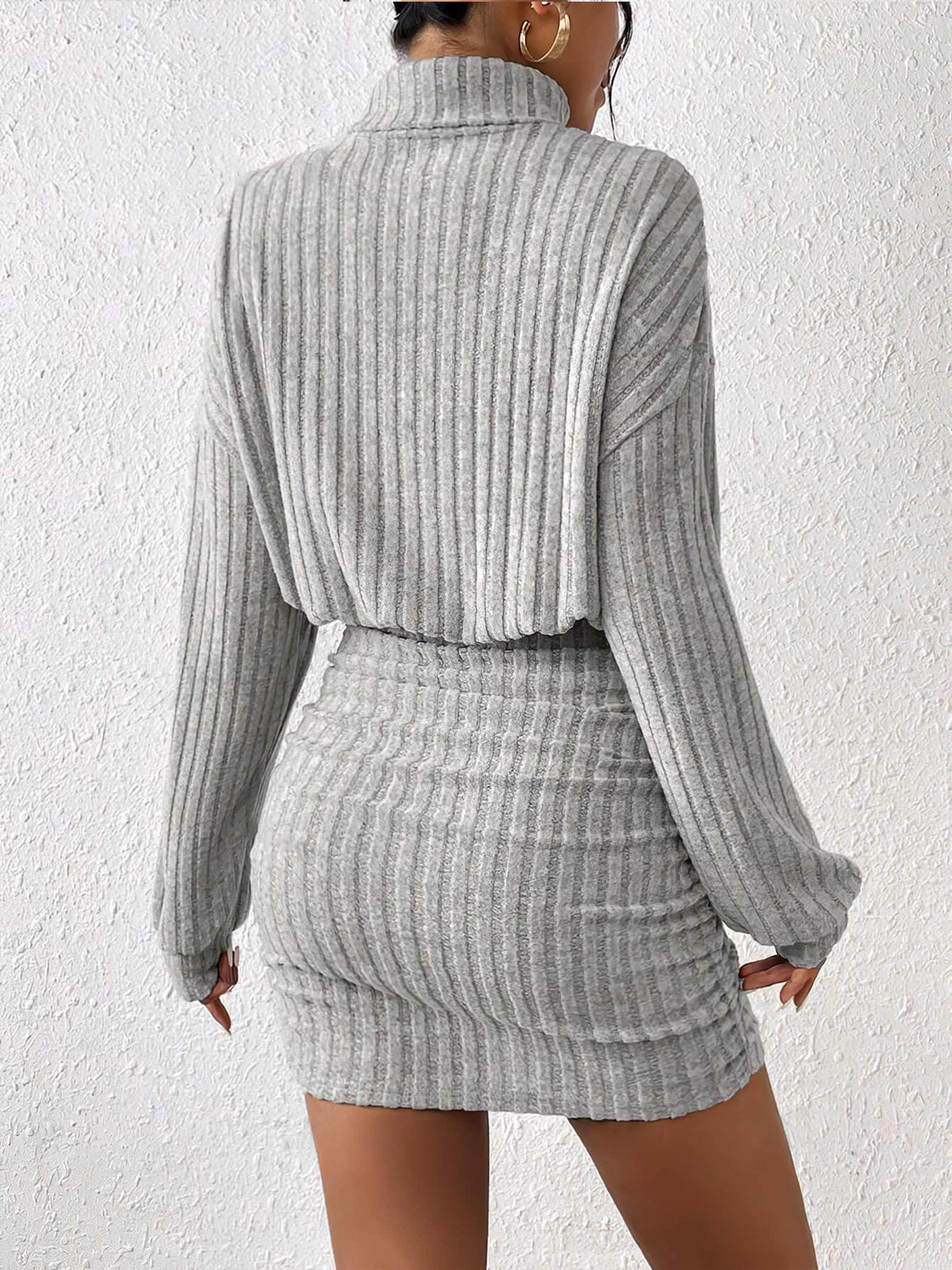 Ribbed Sweater Mini Dress long sleeve knit