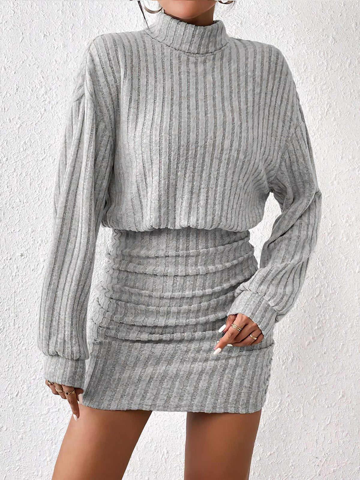 Ribbed Sweater Mini Dress long sleeve knit