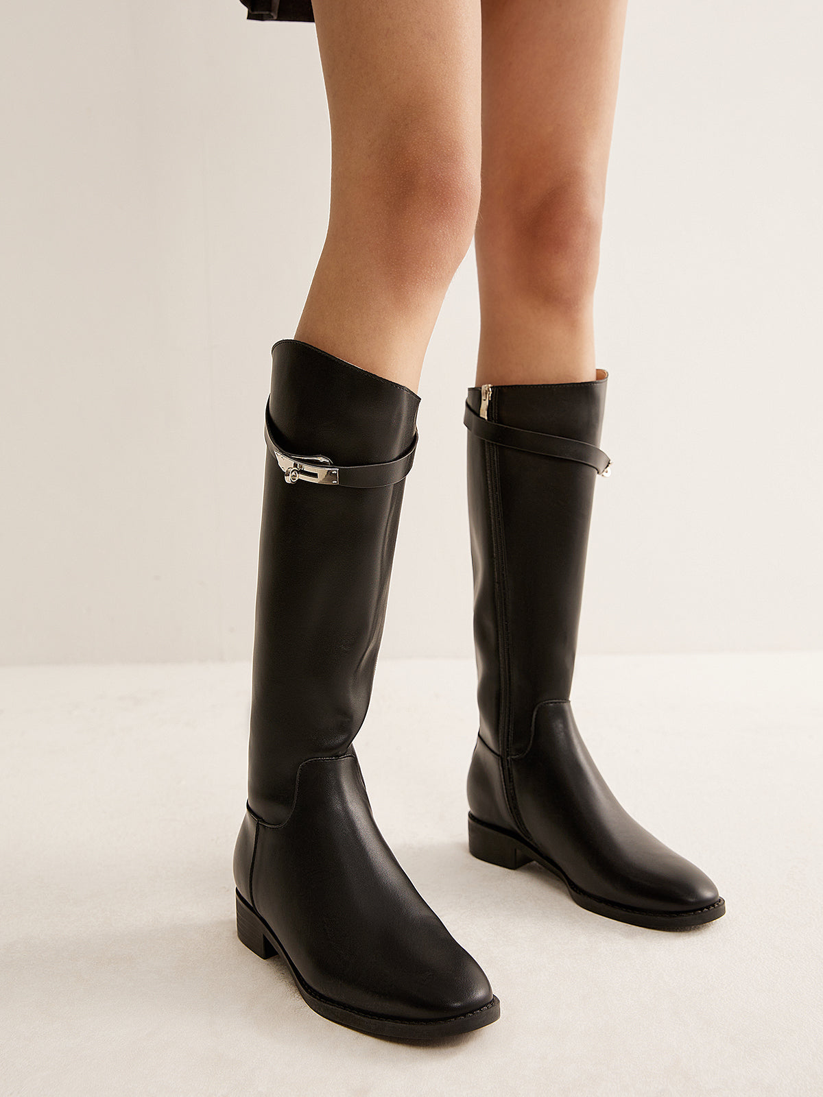 Straped Knee-High Knight Boots