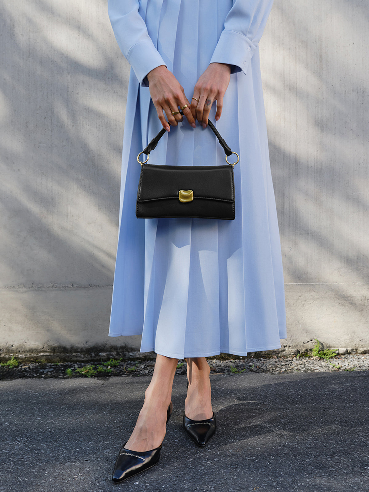 Mini Shoulder Bag with Gold Clasp
