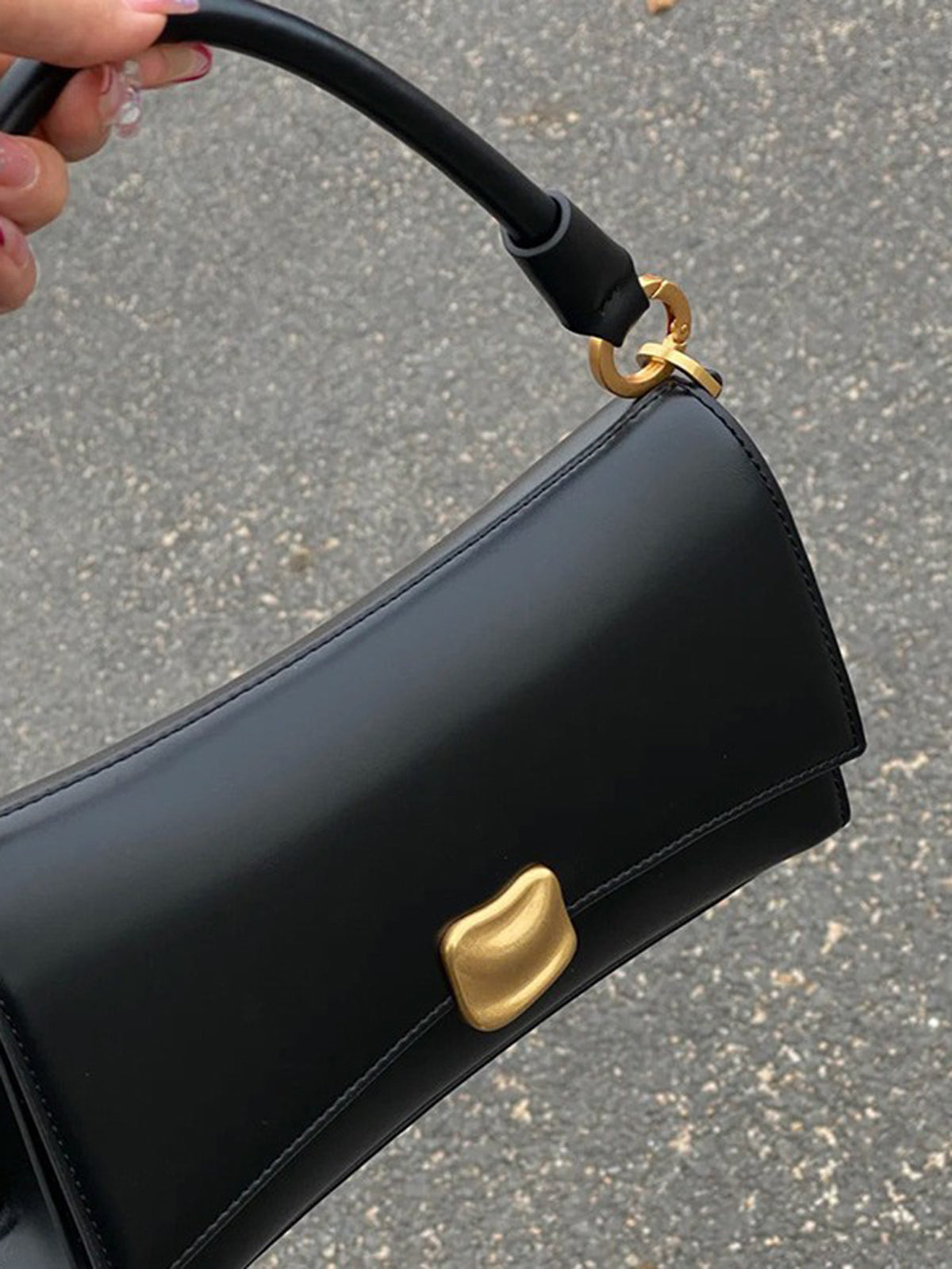 Mini Shoulder Bag with Gold Clasp