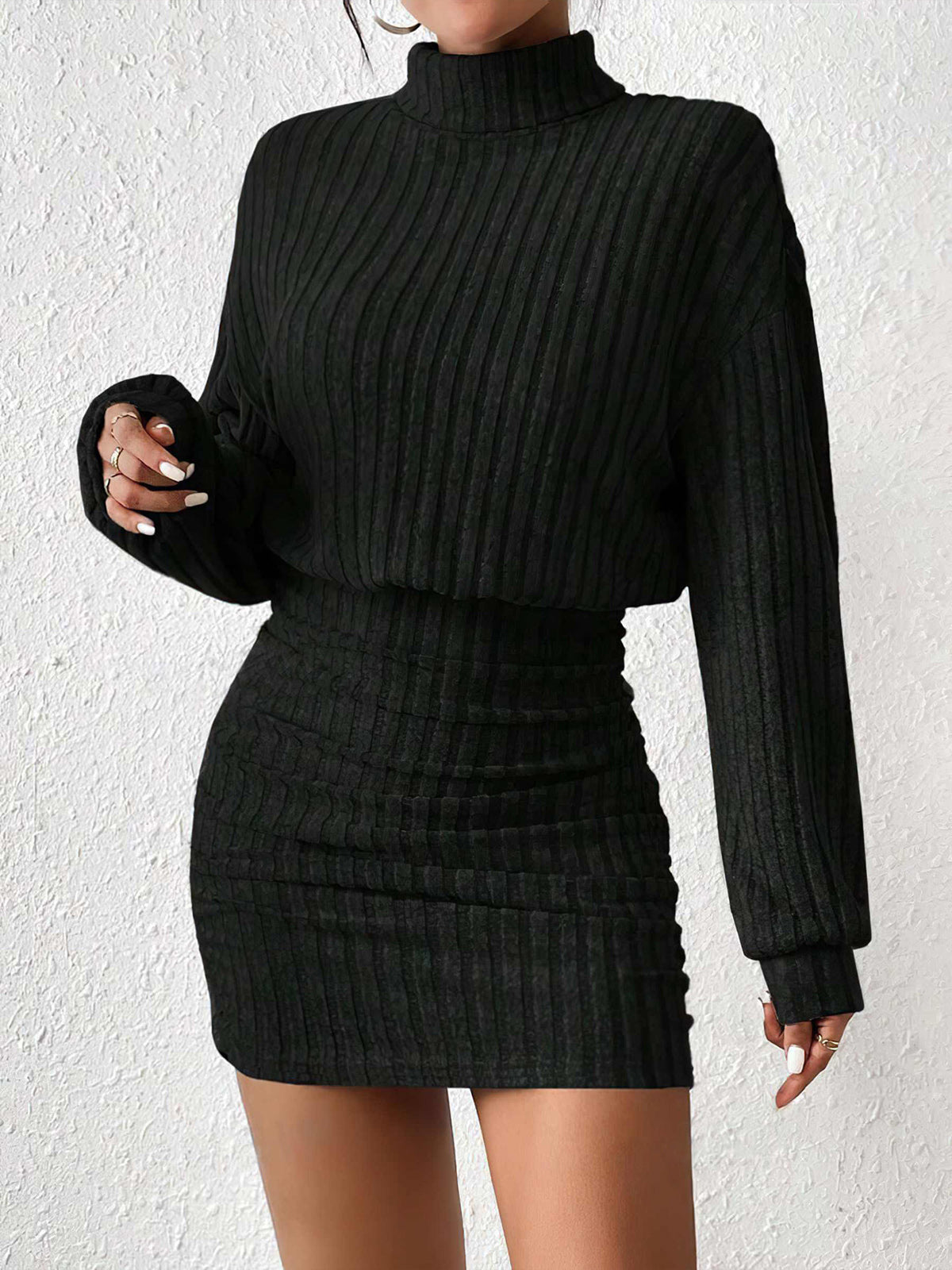Ribbed Sweater Mini Dress long sleeve knit