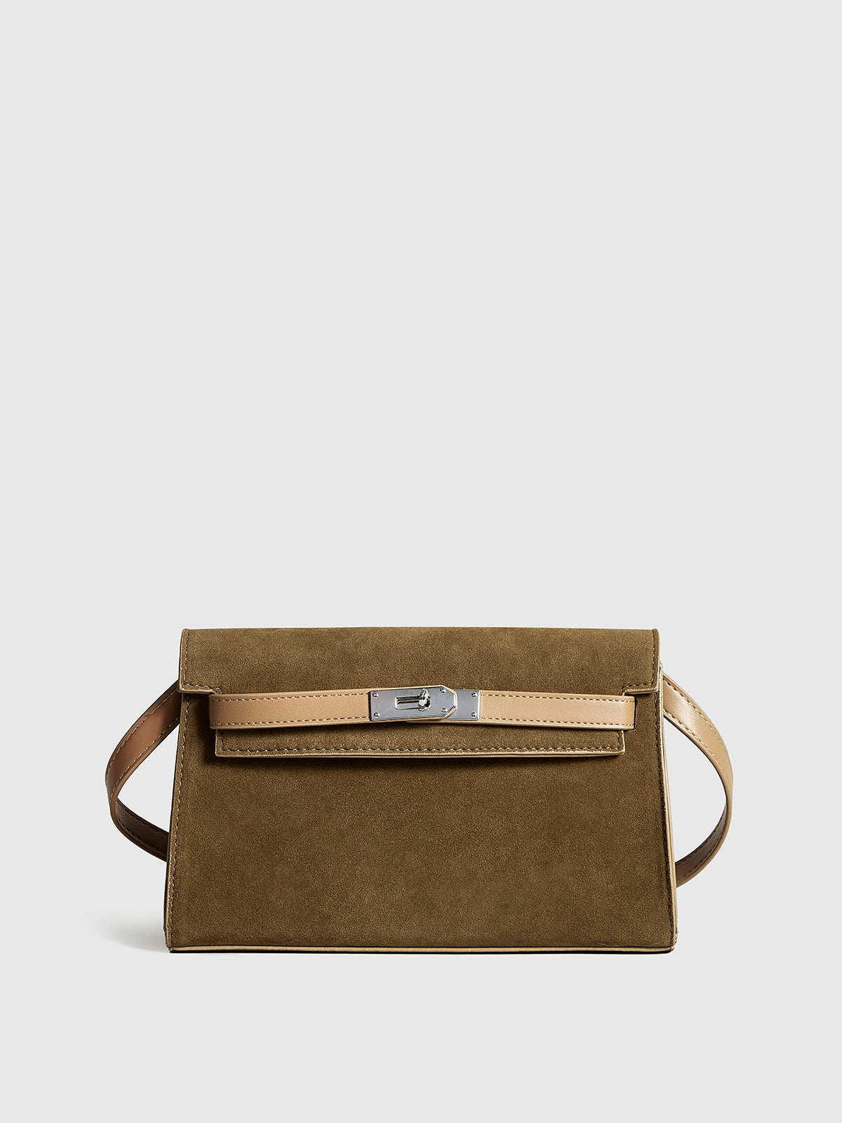 Olive Suede Lock Shoulder Bag – Isla