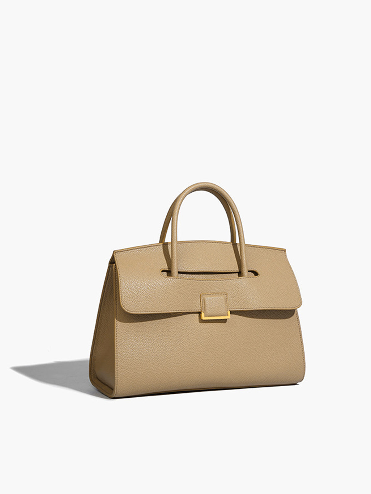 Structured Tan Leather Tote Bag