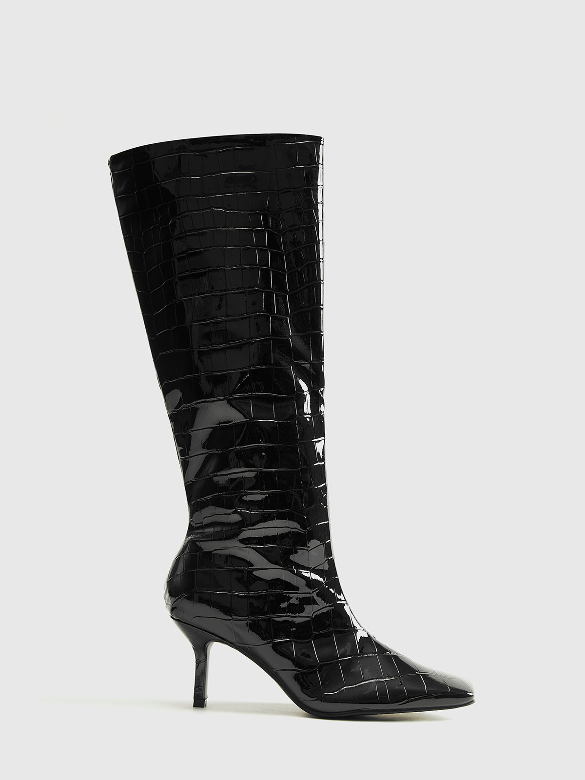 Crocodile Pattern Knee High Boots