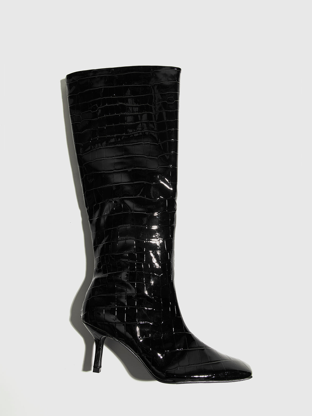 Crocodile Pattern Knee High Boots