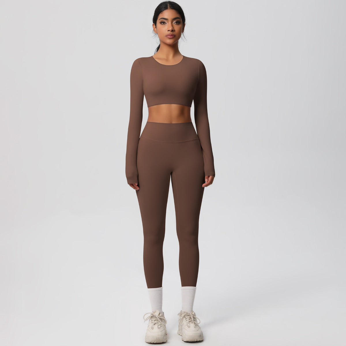 Long Sleeve Crop Top & High-Waisted  Set