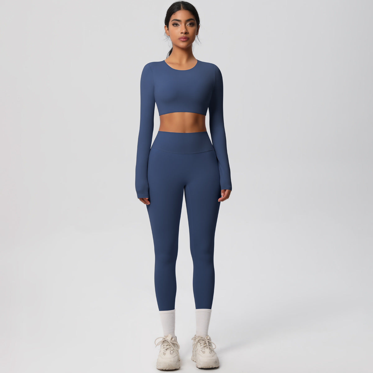 Long Sleeve Crop Top & High-Waisted  Set