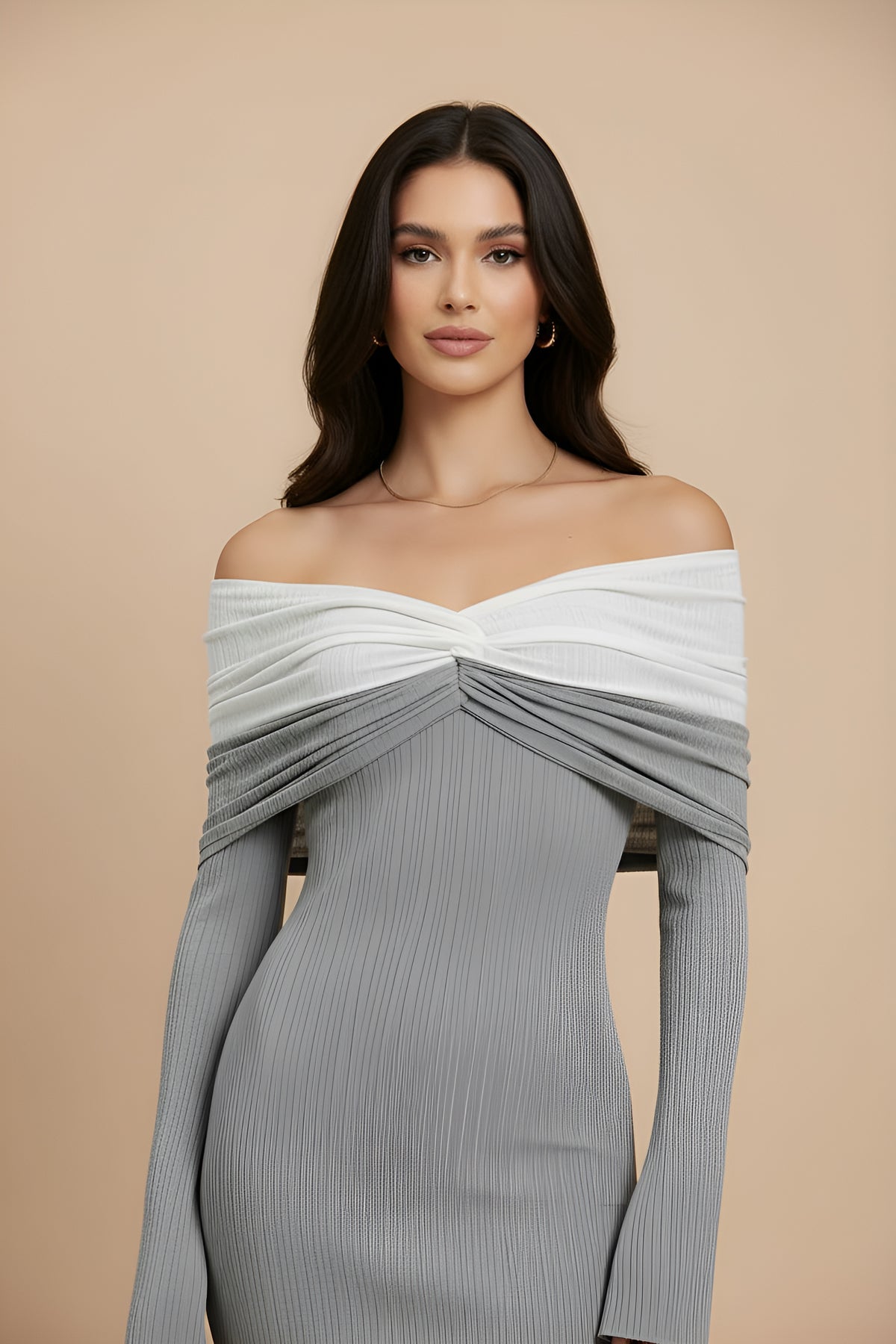 Patchwork Off Shoulder Mini Dress