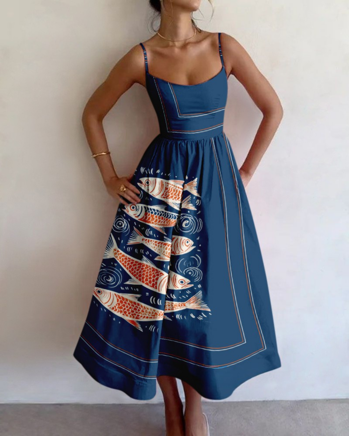 abstract fish print dress