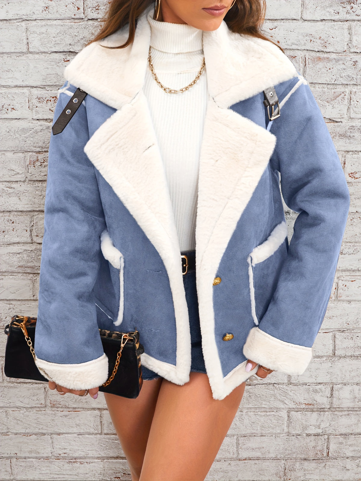 Lapel Plush Jacket, Winter Warm Casual Outwear