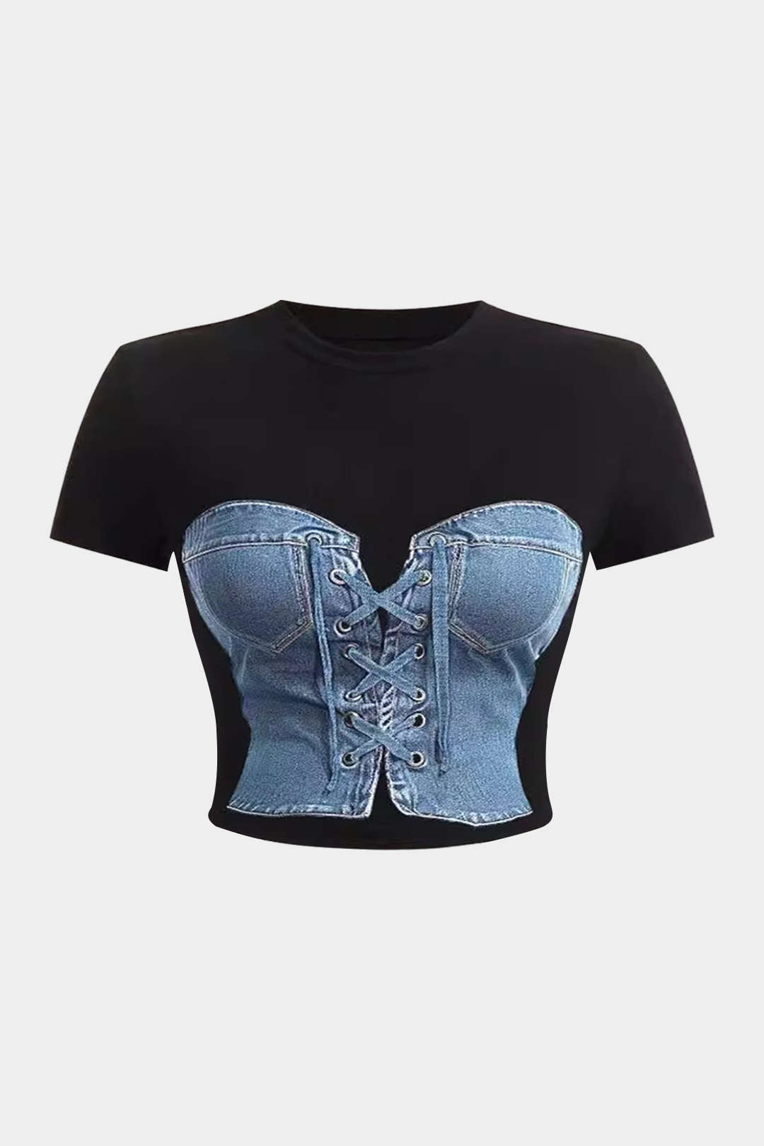Corset Illusion Graphic Crop Top