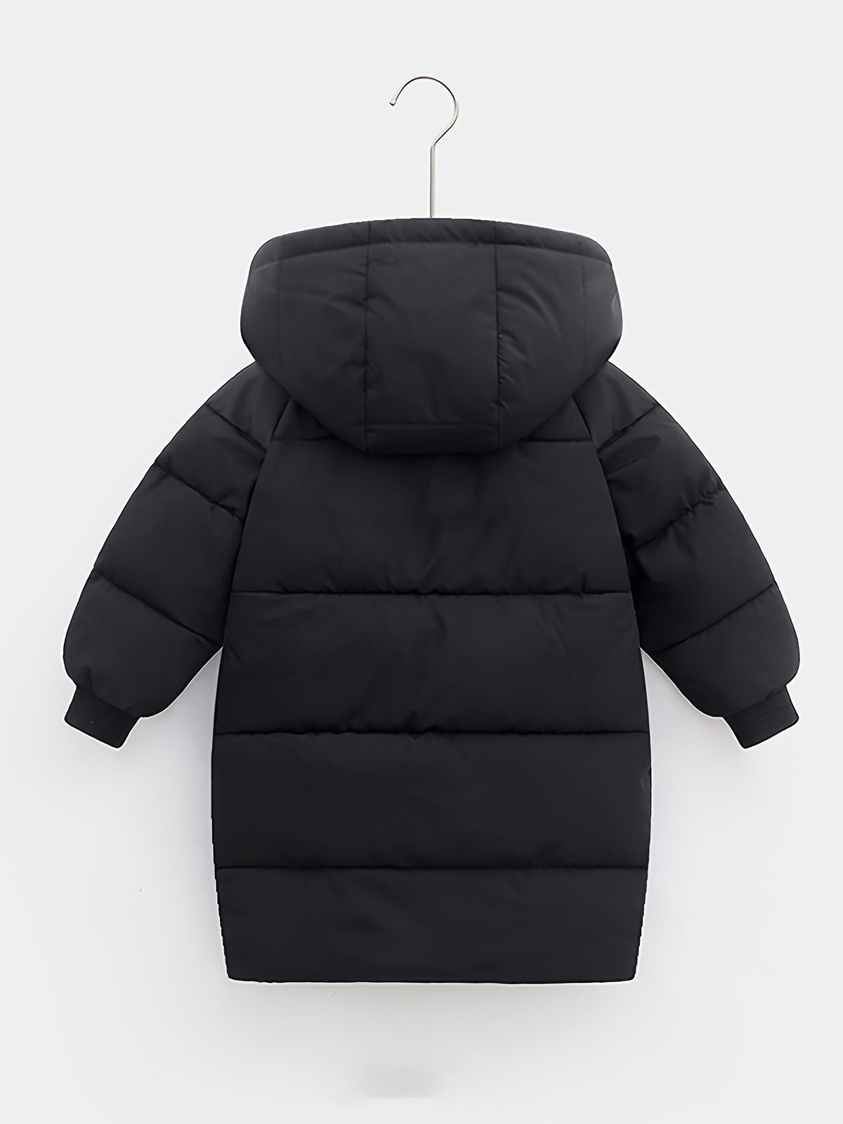Hooded Jacket Medium Length Warm Zip Up Coat Winter