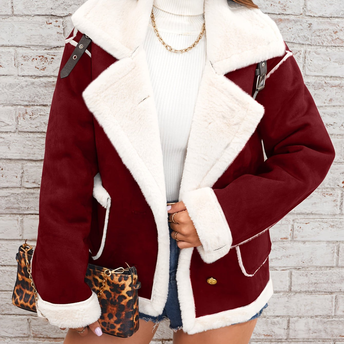Lapel Plush Jacket, Winter Warm Casual Outwear