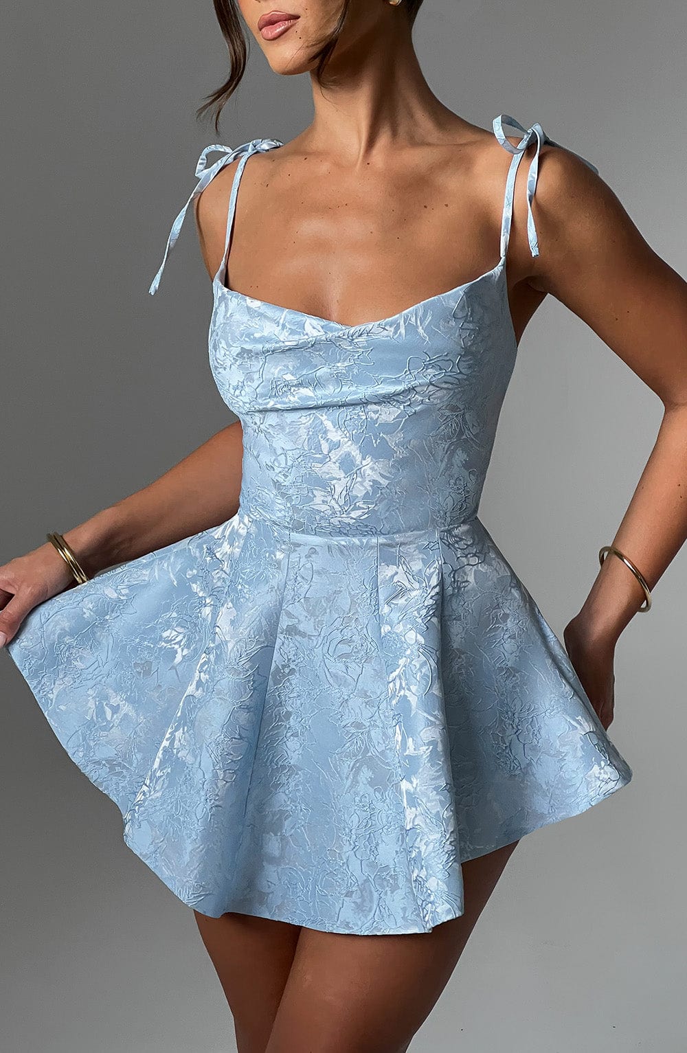 Satin Tie-Strap Floral Playsuit Dress